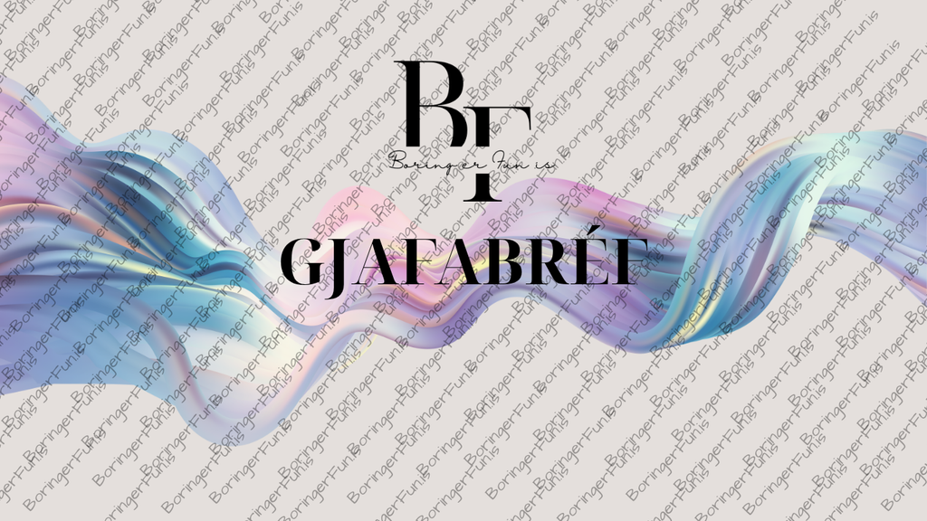 Gjafabréf Boring er Fun. Hægt er að fá það sent útprentað með pósti eða rafrænt.